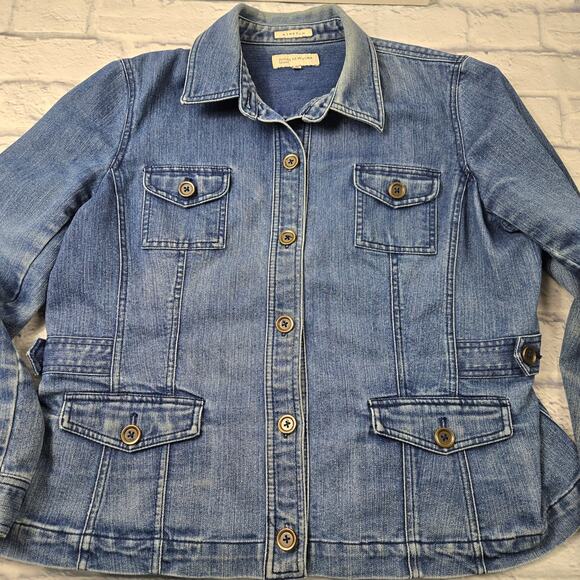 Jones New York Women's Denim Jacket Jean Barn Chore Whiskering Stretch size XL - Picture 4 of 16